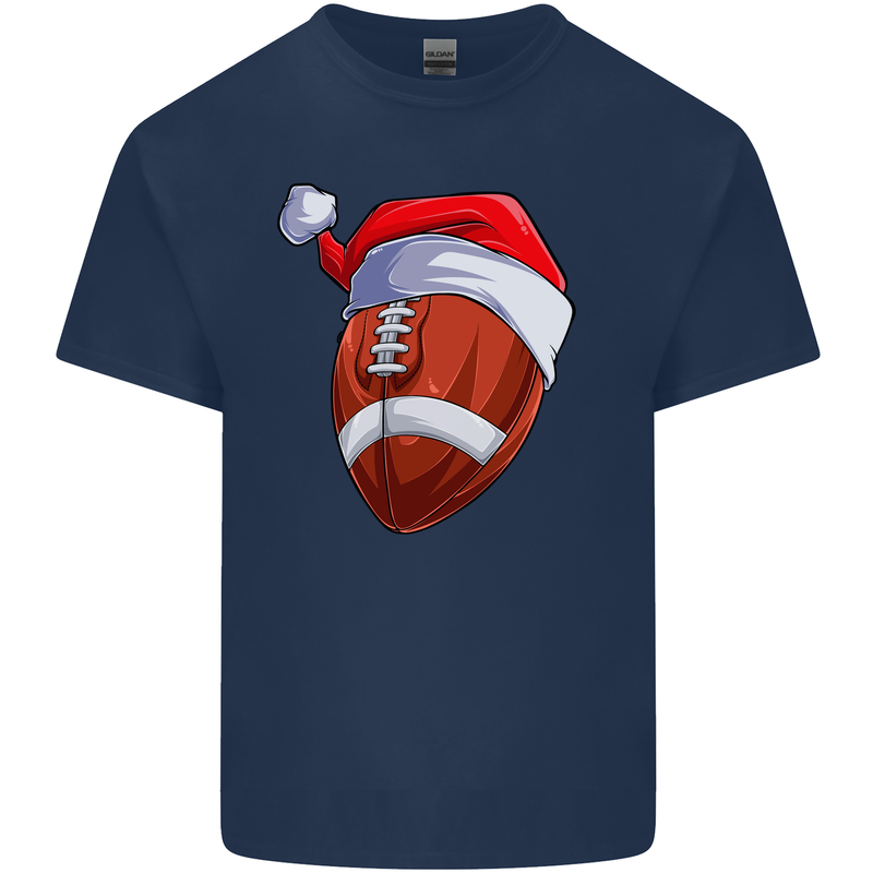 Christmas American Football Santa Hat Xmas Kids T-Shirt Childrens Navy Blue