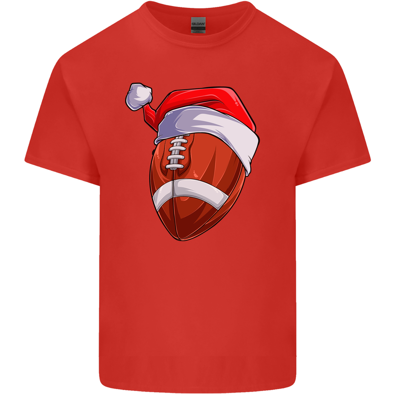 Christmas American Football Santa Hat Xmas Kids T-Shirt Childrens Red