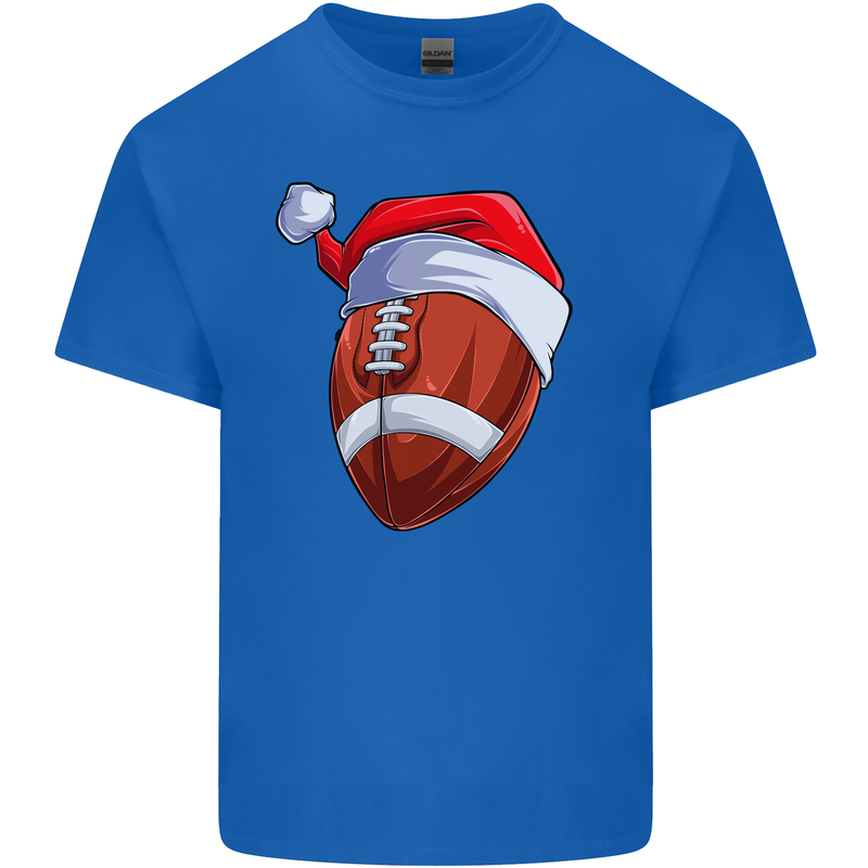 Christmas American Football Santa Hat Xmas Kids T-Shirt Childrens Royal Blue