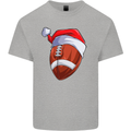 Christmas American Football Santa Hat Xmas Kids T-Shirt Childrens Sports Grey