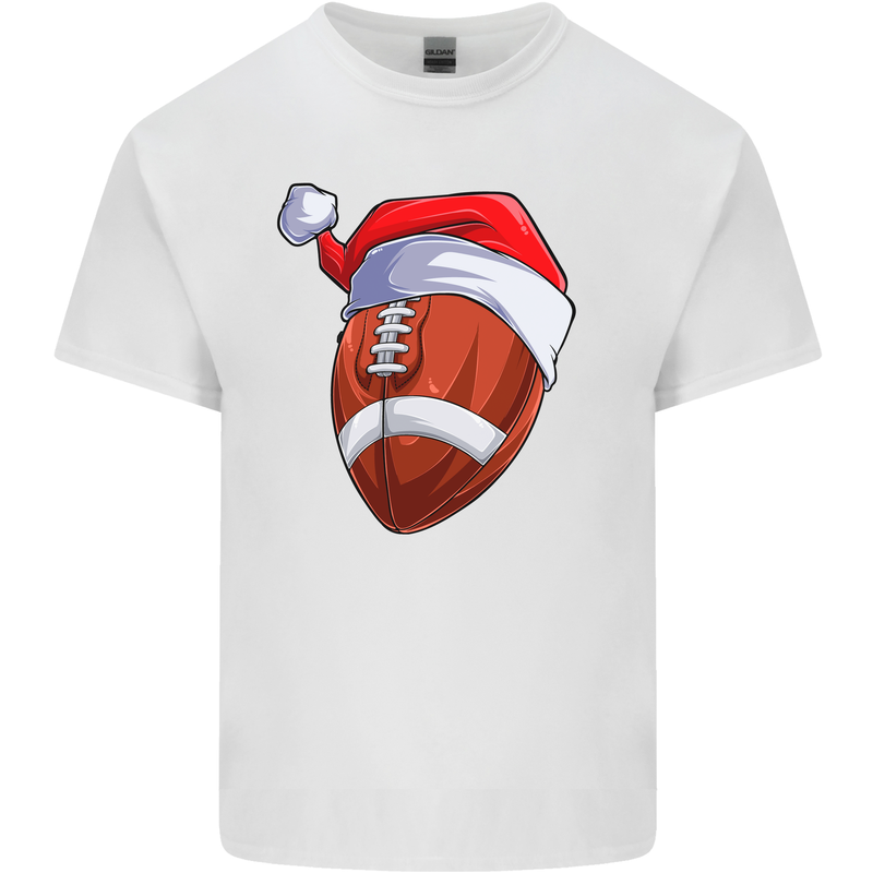 Christmas American Football Santa Hat Xmas Kids T-Shirt Childrens White