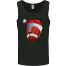 Christmas American Football Santa Hat Xmas Mens Vest Tank Top Black