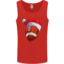 Christmas American Football Santa Hat Xmas Mens Vest Tank Top Red