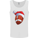 Christmas American Football Santa Hat Xmas Mens Vest Tank Top White