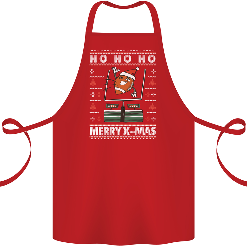 Christmas American Football Xmas Cotton Apron 100% Organic Red