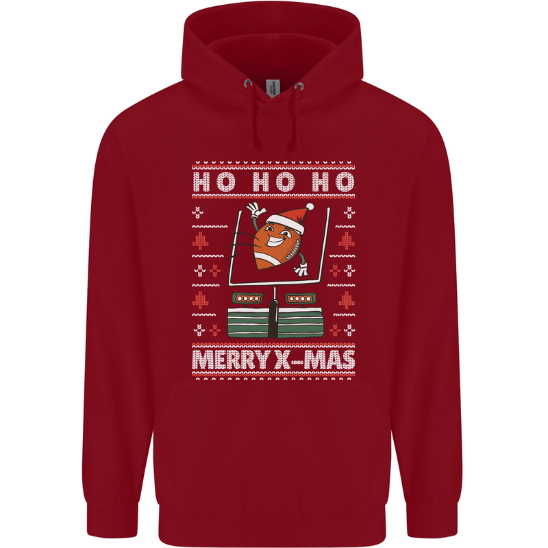 Christmas American Football Xmas Mens 80% Cotton Hoodie Red