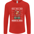Christmas American Football Xmas Mens Long Sleeve T-Shirt Red