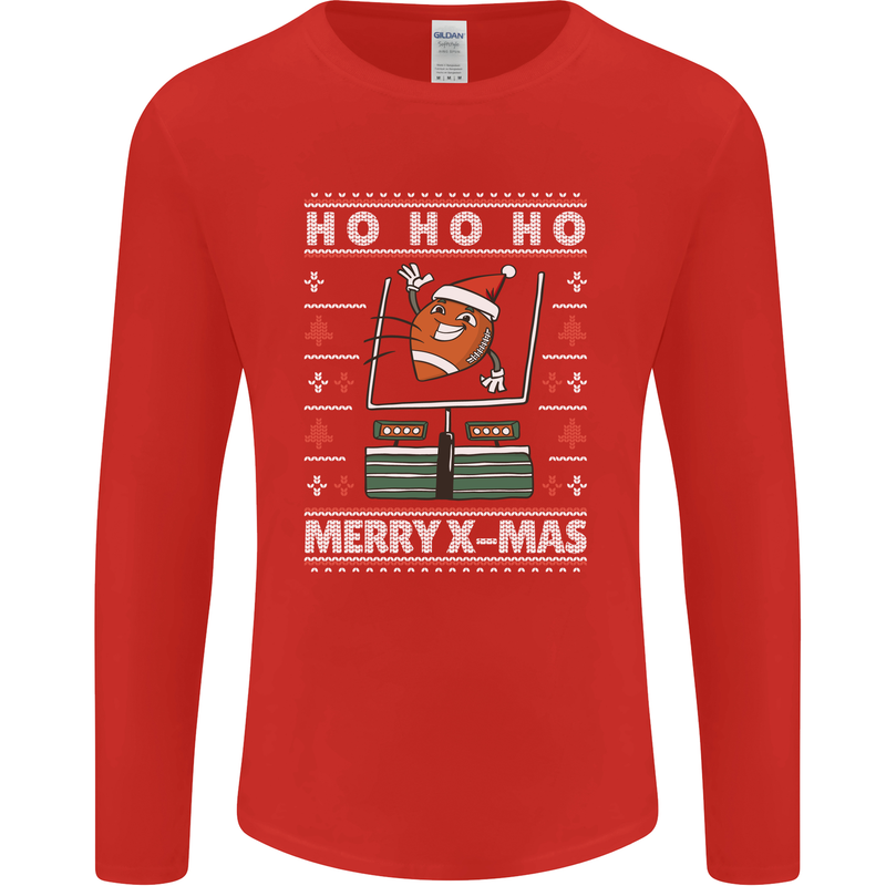 Christmas American Football Xmas Mens Long Sleeve T-Shirt Red