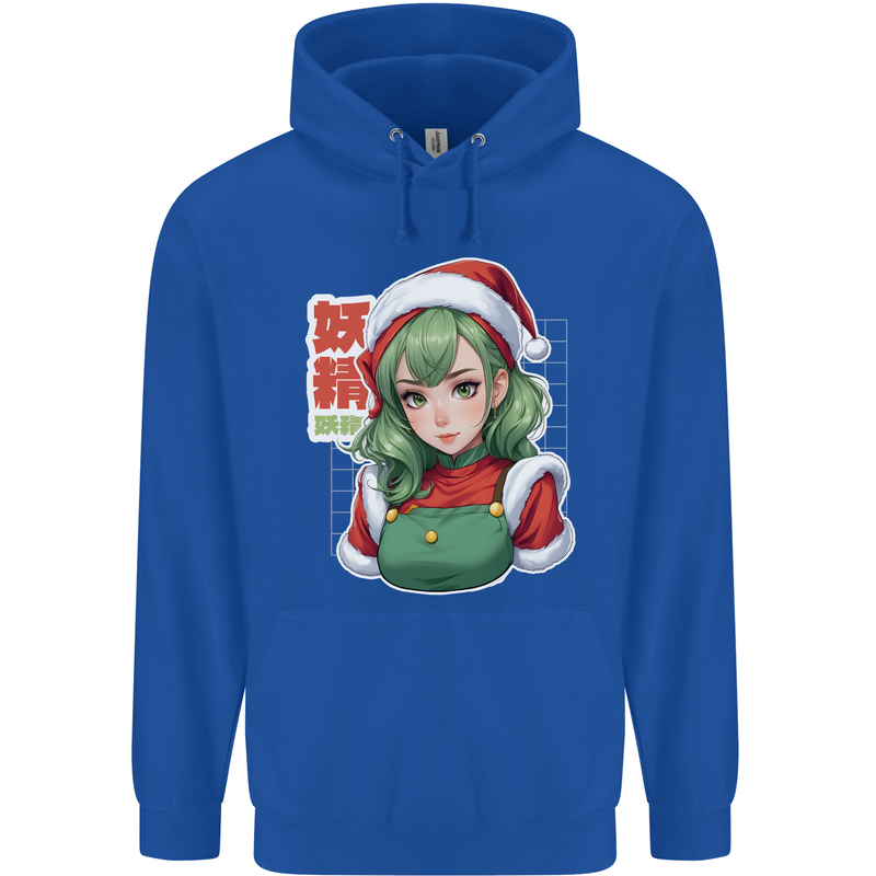 Christmas Anime Girl Xmas Mens 80% Cotton Hoodie Royal Blue