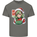 Christmas Anime Girl Xmas Mens Cotton T-Shirt Tee Top Charcoal
