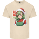 Christmas Anime Girl Xmas Mens Cotton T-Shirt Tee Top Natural