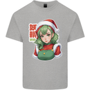 Christmas Anime Girl Xmas Mens Cotton T-Shirt Tee Top Sports Grey