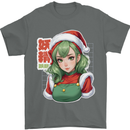 Christmas Anime Girl Xmas Mens T-Shirt 100% Cotton Charcoal