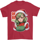 Christmas Anime Girl Xmas Mens T-Shirt 100% Cotton Red