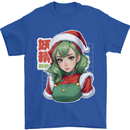 Christmas Anime Girl Xmas Mens T-Shirt 100% Cotton Royal Blue