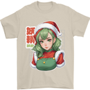 Christmas Anime Girl Xmas Mens T-Shirt 100% Cotton Sand