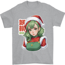 Christmas Anime Girl Xmas Mens T-Shirt 100% Cotton Sports Grey