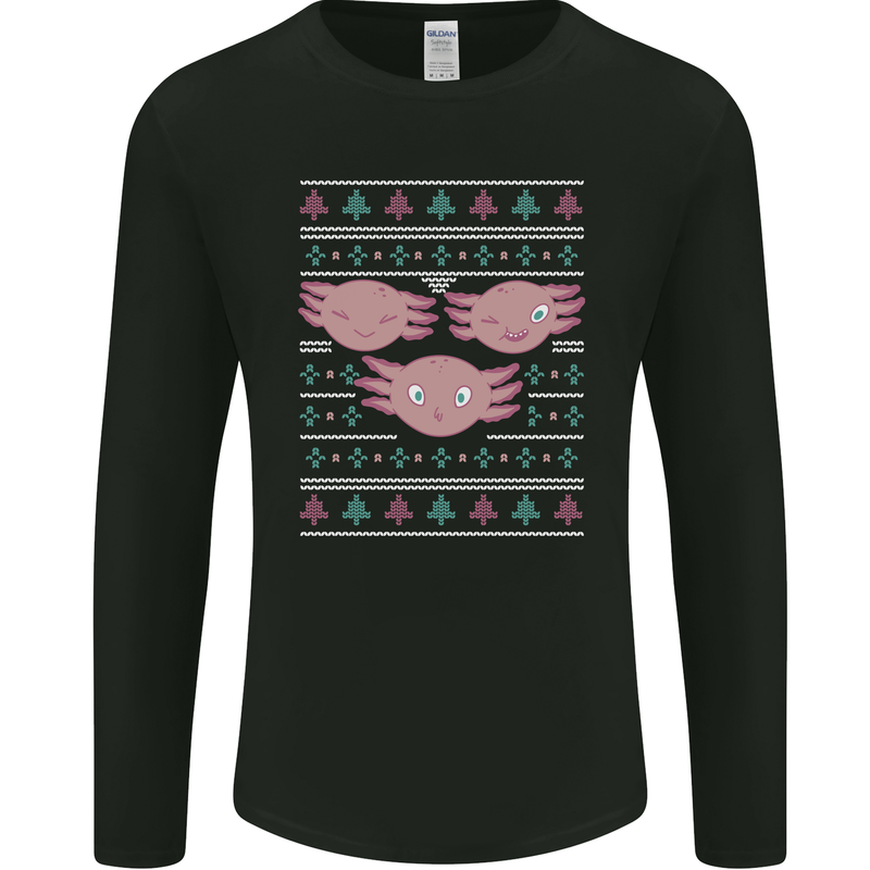 Christmas Axolotl Funny Xmas Mens Long Sleeve T-Shirt Black