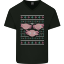 Christmas Axolotl Funny Xmas Mens V-Neck Cotton T-Shirt Black