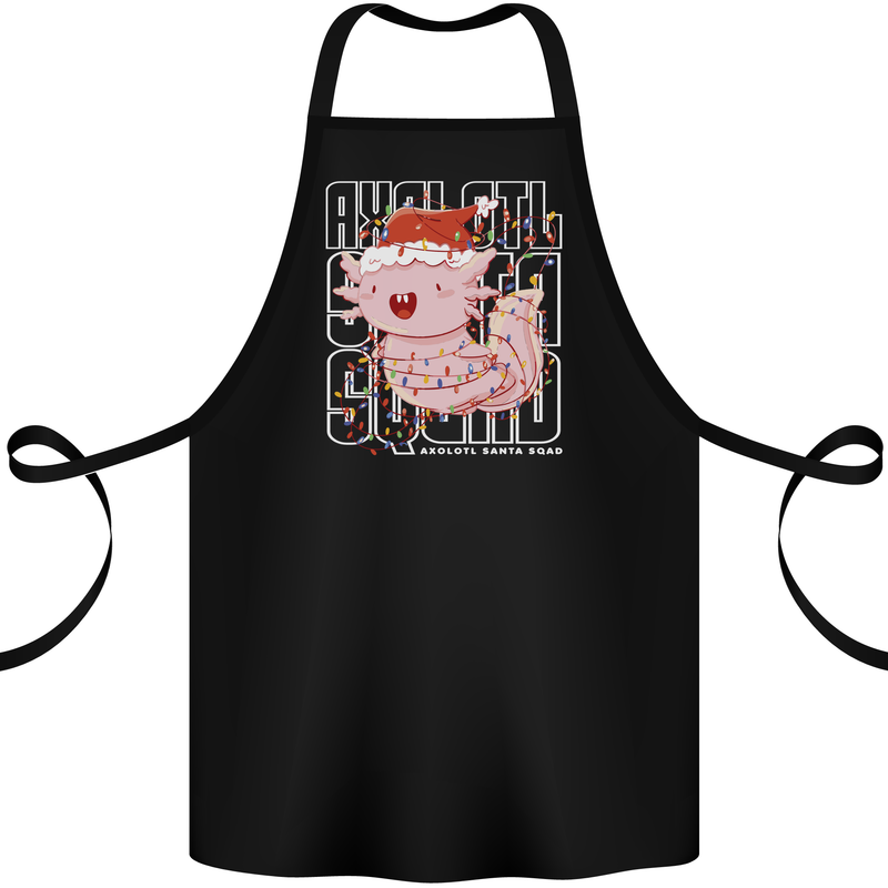 Christmas Axolotl Xmas Cotton Apron 100% Organic Black