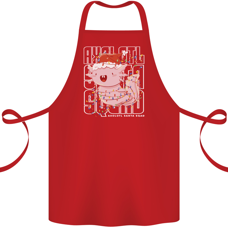 Christmas Axolotl Xmas Cotton Apron 100% Organic Red