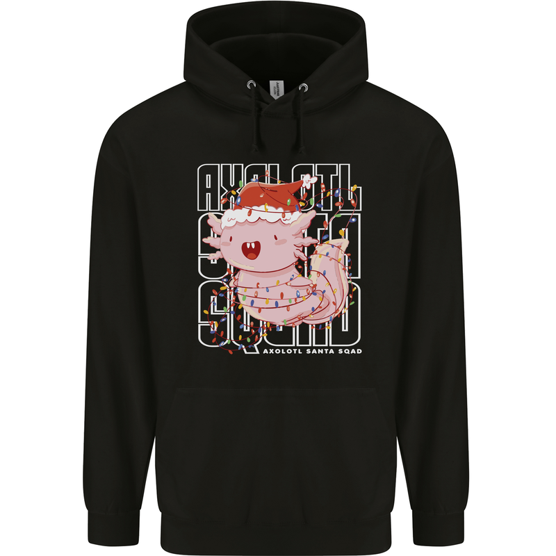 Christmas Axolotl Xmas Mens 80% Cotton Hoodie Black