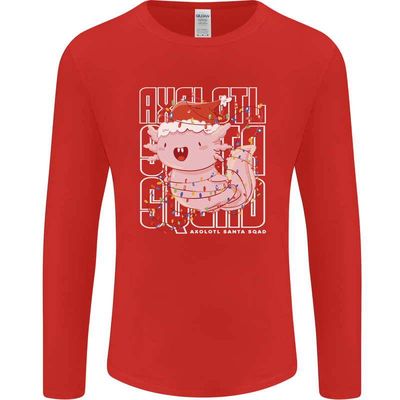 Christmas Axolotl Xmas Mens Long Sleeve T-Shirt Red