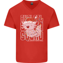 Christmas Axolotl Xmas Mens V-Neck Cotton T-Shirt Red