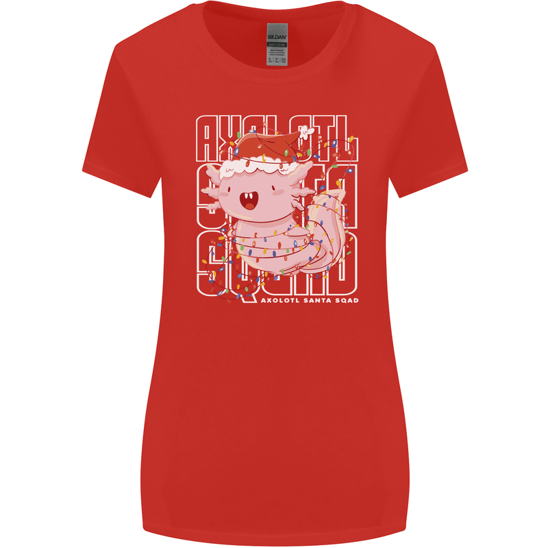 Christmas Axolotl Xmas Womens Wider Cut T-Shirt Red