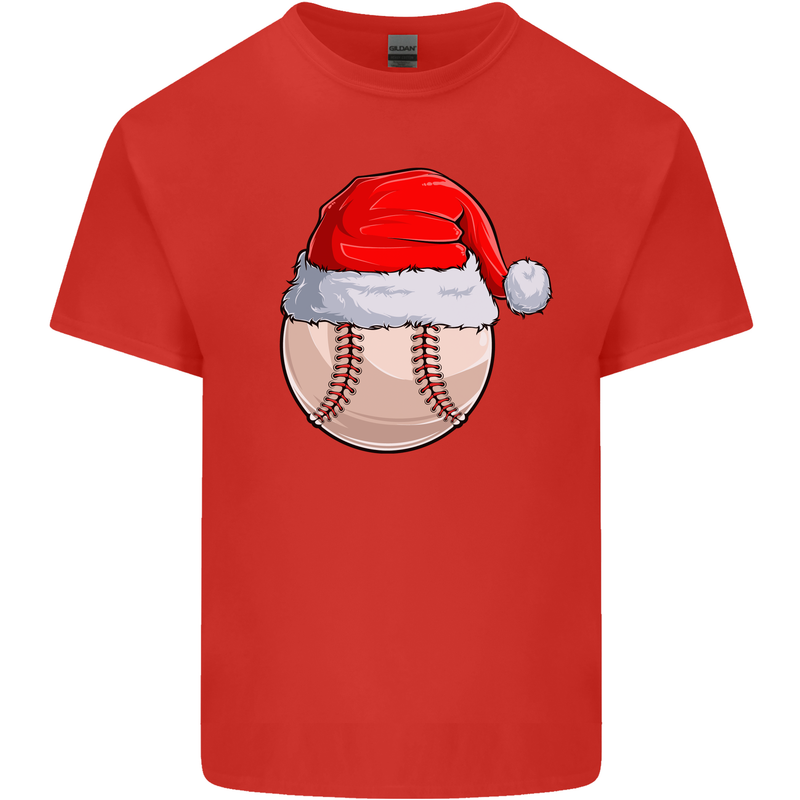 Christmas Baseball With a Santa Hat Xmas Kids T-Shirt Childrens Red