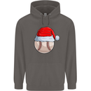 Christmas Baseball With a Santa Hat Xmas Mens 80% Cotton Hoodie Charcoal