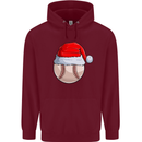 Christmas Baseball With a Santa Hat Xmas Mens 80% Cotton Hoodie Maroon