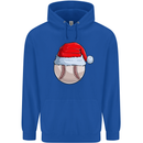 Christmas Baseball With a Santa Hat Xmas Mens 80% Cotton Hoodie Royal Blue