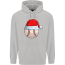 Christmas Baseball With a Santa Hat Xmas Mens 80% Cotton Hoodie Sports Grey