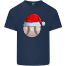 Christmas Baseball With a Santa Hat Xmas Mens Cotton T-Shirt Tee Top Navy Blue