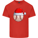 Christmas Baseball With a Santa Hat Xmas Mens Cotton T-Shirt Tee Top Red