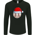 Christmas Baseball With a Santa Hat Xmas Mens Long Sleeve T-Shirt Black