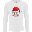 Christmas Baseball With a Santa Hat Xmas Mens Long Sleeve T-Shirt White