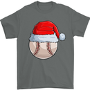 Christmas Baseball With a Santa Hat Xmas Mens T-Shirt 100% Cotton Charcoal