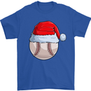 Christmas Baseball With a Santa Hat Xmas Mens T-Shirt 100% Cotton Royal Blue