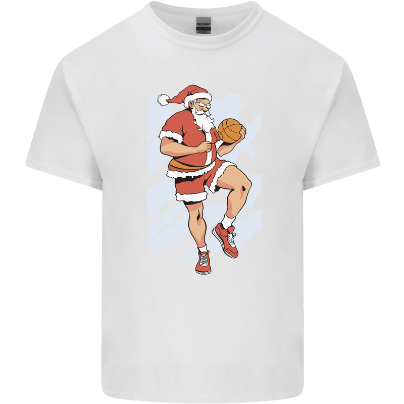 Christmas Basketball Santa Xmas Kids T-Shirt Childrens White