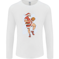 Christmas Basketball Santa Xmas Mens Long Sleeve T-Shirt White