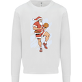 Christmas Basketball Santa Xmas Mens Sweatshirt Jumper White