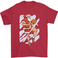 Christmas Basketball Santa Xmas Mens T-Shirt 100% Cotton Red
