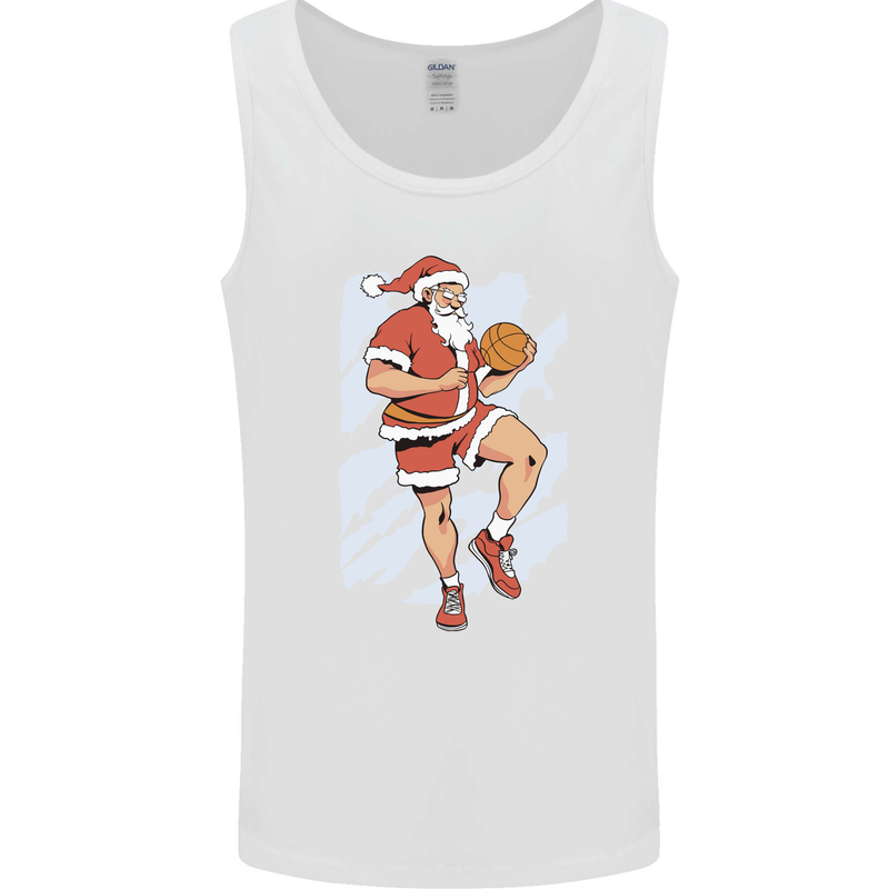 Christmas Basketball Santa Xmas Mens Vest Tank Top White