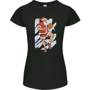 Christmas Basketball Santa Xmas Womens Petite Cut T-Shirt Black