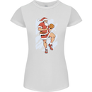 Christmas Basketball Santa Xmas Womens Petite Cut T-Shirt White