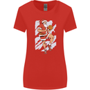 Christmas Basketball Santa Xmas Womens Wider Cut T-Shirt Red