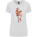 Christmas Basketball Santa Xmas Womens Wider Cut T-Shirt White