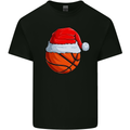 Christmas Basketball With a Santa Hat Xmas Kids T-Shirt Childrens Black